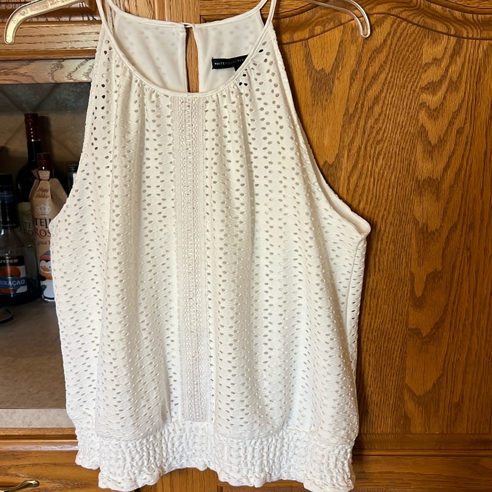 White House Black Market White Eyelet Tank Top